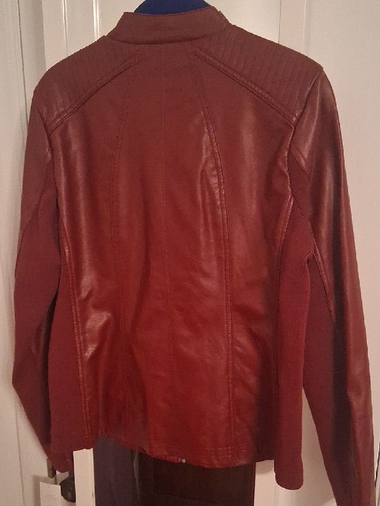Faux Leather Moto Jacket - Rust Brown - Picture 4 of 14